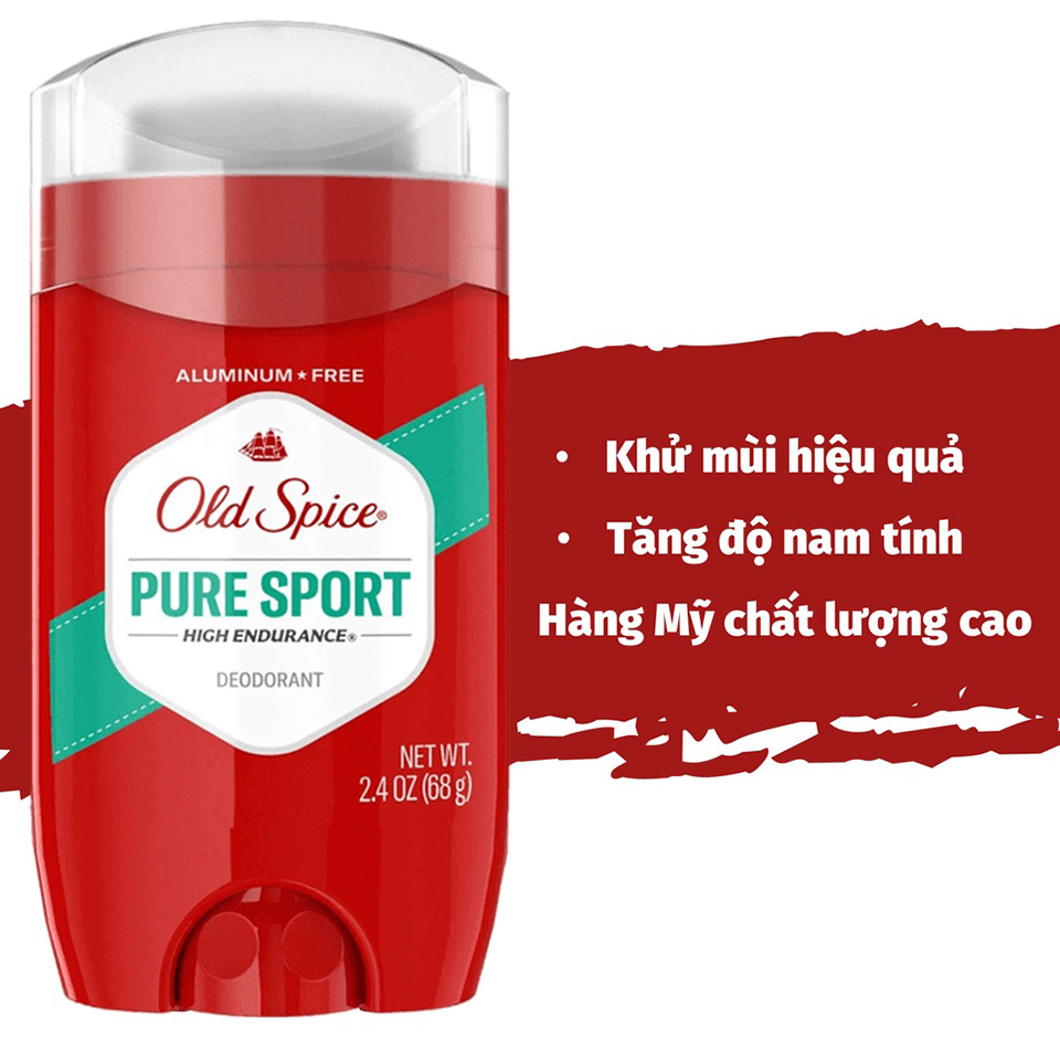 Sáp khử mùi nam Old Spice Pure Sport 24h USA 68g